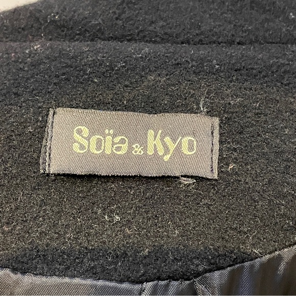 Soia & Kyo Black Wool Blend Zip Coat Size L Fits closer to M - Picture 7 of 8